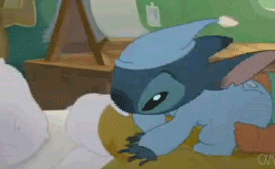 stitch from lilo and stitch going to bed