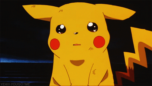 A GIF of Pikachu crying
