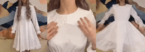 White Cottagecore Dress Gif