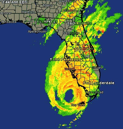 Hurricane moving through Florida