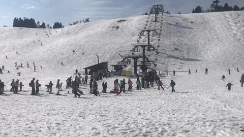 Long lines for the ski lifts!