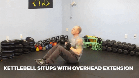 kettlebell situps with overhead extension gif