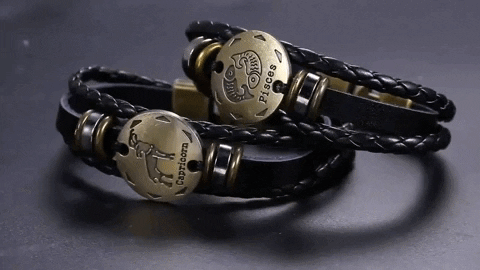 12 Zodiac Sign Horoscope Men's Leather Bracelet Wrist Band – Olish