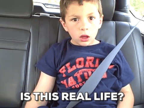 Social media best practice: Gif of a boy in the back of a car saying "Is this real life?"