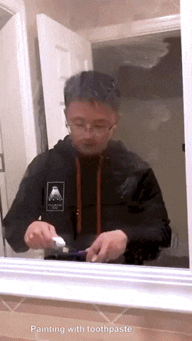 Painting with toothpaste in wow gifs
