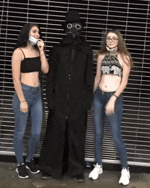 Plague doctor prank in funny gifs