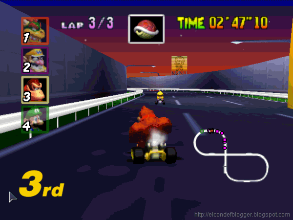Crashing in Mario Kart.