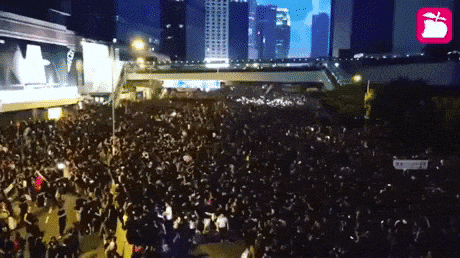 Hong kong protesters giving way to ambulance in news gifs