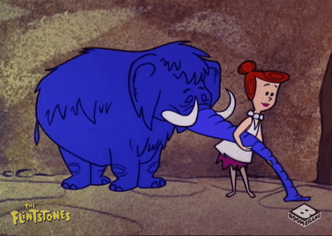 Mastering clean and tidy data: Gif of Wilma from The Flinstones cleaning. 