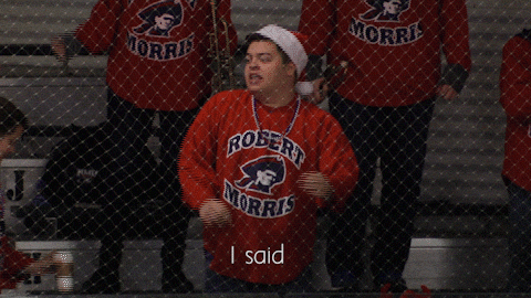 Ice Hockey Dancing GIF by Robert Morris University Athletics