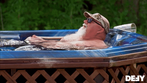 Man relaxing in a pool