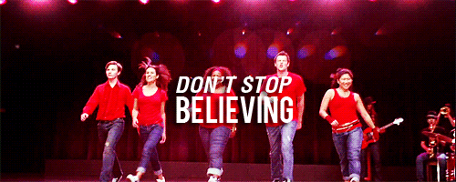 Image result for glee don't stop believing gif