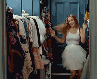  reaction happy dancing fashion sex and the city GIF