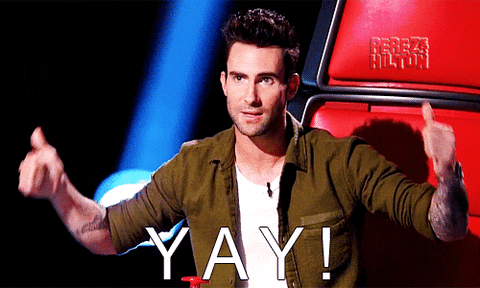yay excited adam levine thumbs up
