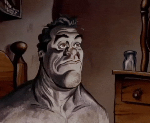 A person looking at flat analytics on a screen with panic on their face