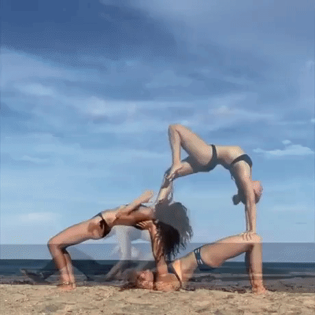 Doing Yoga with friends in fail gifs