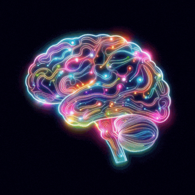 Neon brain pulsing