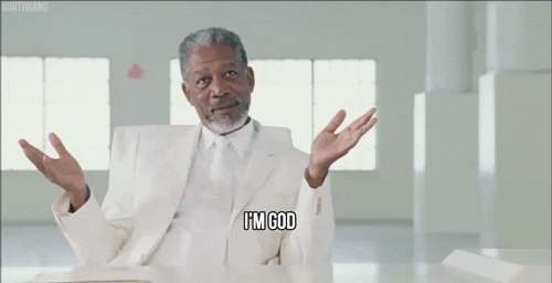 A funny GIF of Morgan Freeman saying I'm God