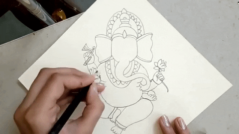 Goddess Ganesha Coloring Page · Creative Fabrica