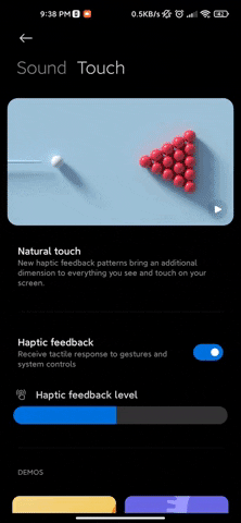 Xiaomi MIUI 12.5 new haptic feedback system demo