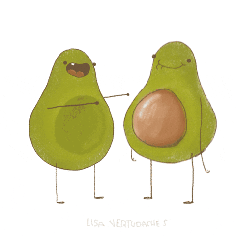 Two avocados dancing