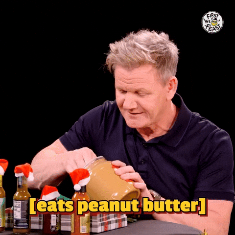 Gordon Ramsey eats peanutbutter from a jar
