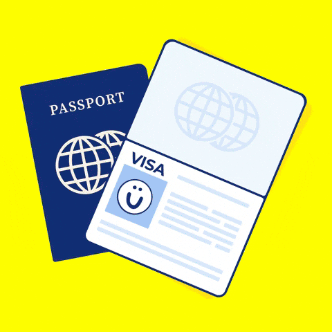 Passport stamp slammed on a desk