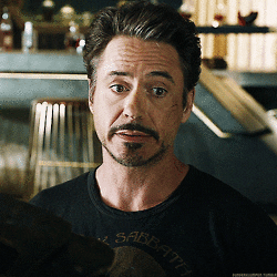 Tony Stark (Robert Downey Jr) making a half-concerned, half-amused kind of face. I'm probably not doing it justice.