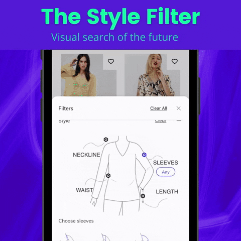 User example of the Style Filter, visual search filter