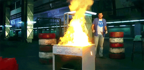 GIF of a grill in flames