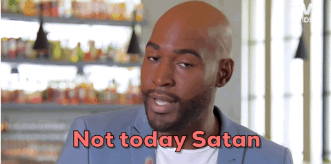 Not Today Satan GIF by TV Guide - Find & Share on GIPHY