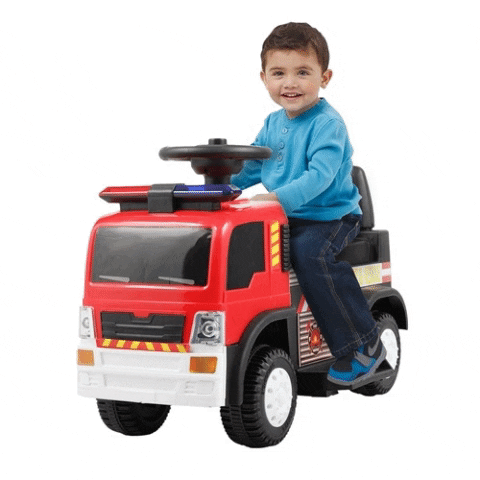 kids riding fire truck