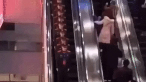 Soldiers coming down escalator looks satisfying af