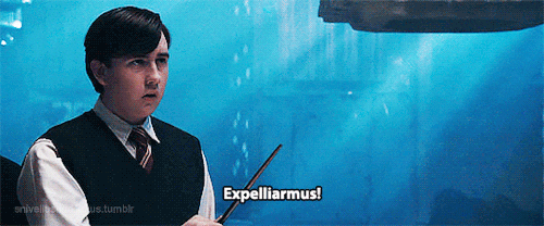 Neville casting Expelliarmus