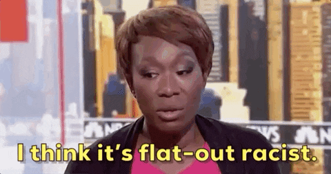 a GIF of a black woman saying "I think its flat out racist"