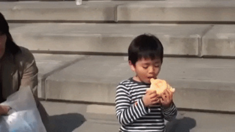 Bird took food from a kid