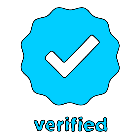 checkmark with the word verified below it