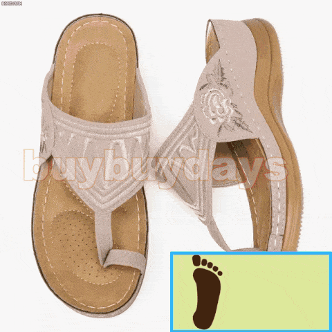 FleekComfy™ Premium Flower Embroidered Orthopedic Wedge Sandals