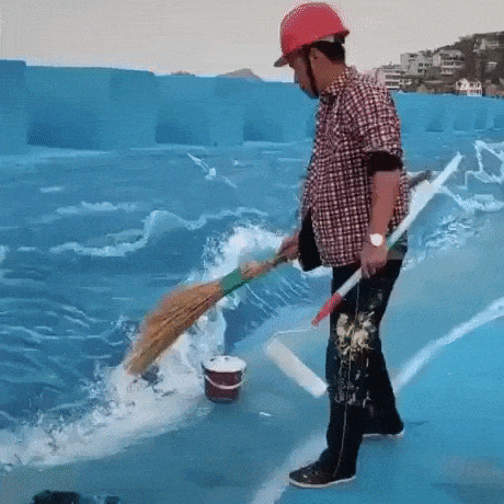 Man painting waves in wow gifs