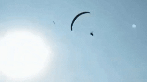 A smooth paraglide landing