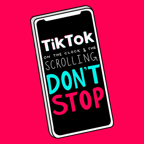 scrolling TikTok feed labeled "don't stop scrolling"
