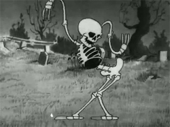 a cartoon skeleton dancing