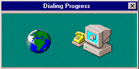 Dial up interent "Dialing Progress" pop-up