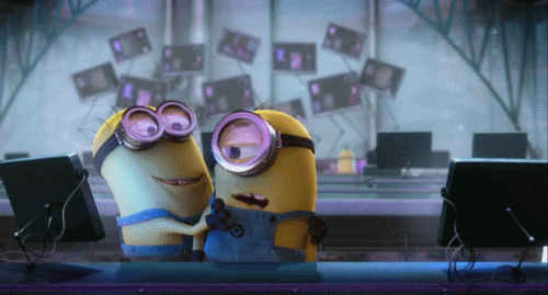two minions hugging