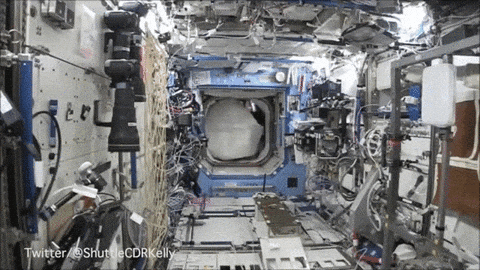 man being chase inside a space shuttle