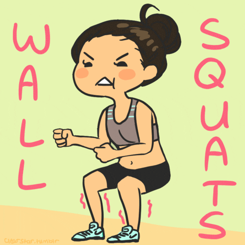 Fitness an der Wand durch Wandsitzen