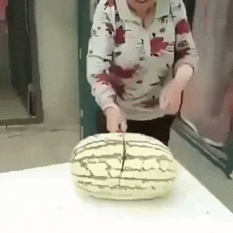 Cutting watermelon for party in fail gifs