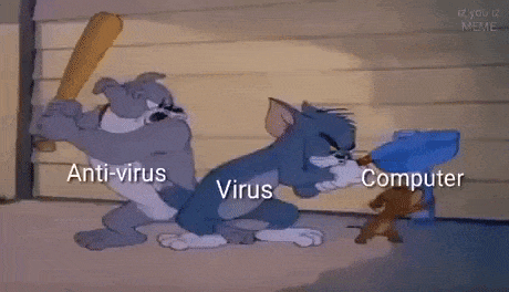 Antivirus in action in funny gifs