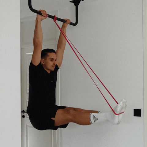 assisted hanging l sit hold exercise demonstration