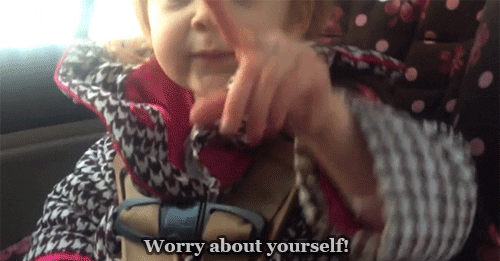 baby telling parents to worry about themselves